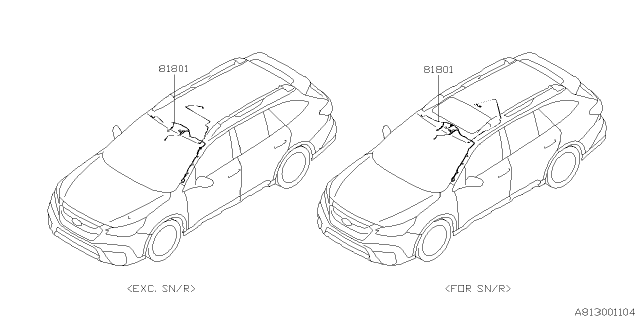2020 Subaru Legacy Cord - Roof Diagram