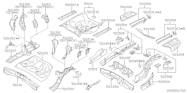 2021 Subaru Legacy Floor Sd R Cp LH Diagram for 52123AN01A9P