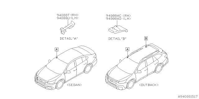 2020 Subaru Outback Pad Sd Rail D LH Diagram for 94088AN13A