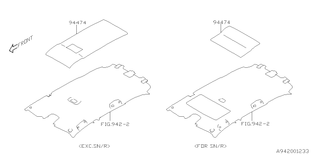 2021 Subaru Legacy INSULATOR Rf Sun Diagram for 94474AN01A