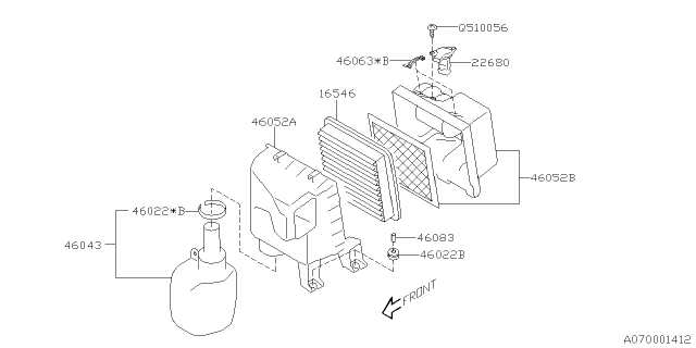 2020 Subaru Outback Case-Air CLNR LWR Diagram for 46052AN03A