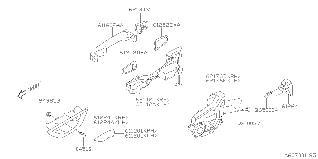 2020 Subaru Outback Cover Handle Out Door Rear Diagram for 61134AL11AV3