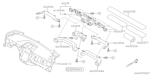 2021 Subaru Outback Duct Sd Def LH Diagram for 66100AN04A