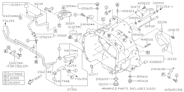 2020 Subaru Outback Bracket Complete PCH Stp Diagram for 31029AA170