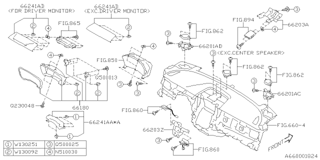 2020 Subaru Legacy BRKT SPKR RH Diagram for 66201AN00A