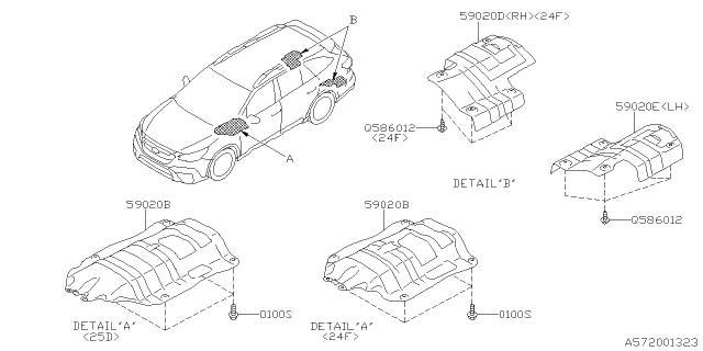 2021 Subaru Outback Cover EXH Ctr NAO Diagram for 59024AN01A