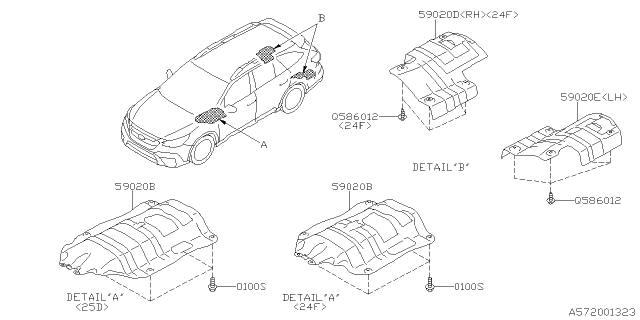 2021 Subaru Outback Cover EXH Ctr TBS Diagram for 59024AN02A