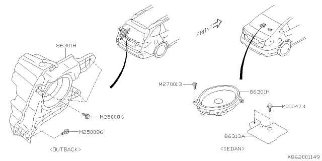 2020 Subaru Legacy Speaker Assembly BWO Diagram for 86301AN74A