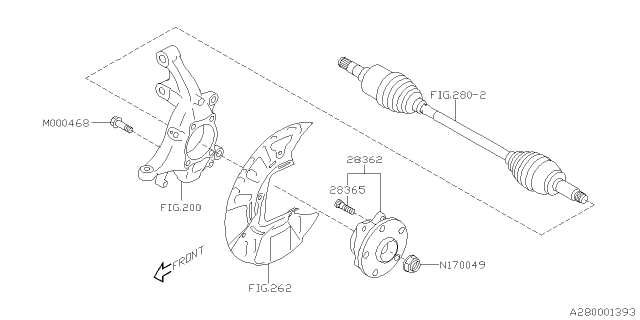 2021 Subaru Outback Front Axle Hub Assembly Diagram for 28373XC00A