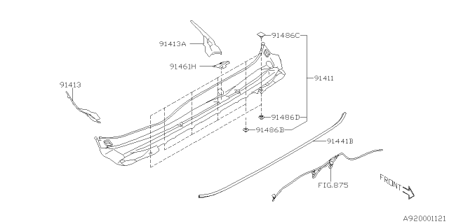 2021 Subaru Legacy COWL Panel Sd LH Diagram for 91423AN01A