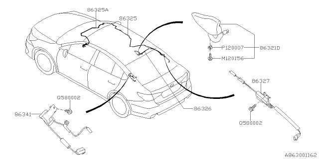 2021 Subaru Legacy Audio Parts - Antenna Diagram 2