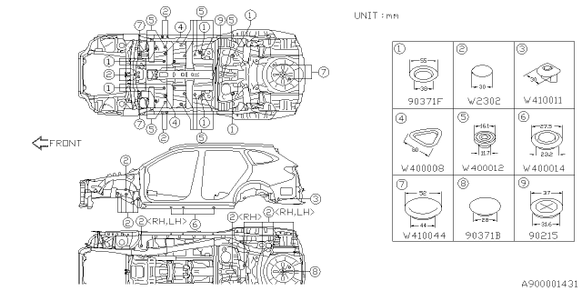 2021 Subaru Outback Plug Foam Diagram for 90215AN000