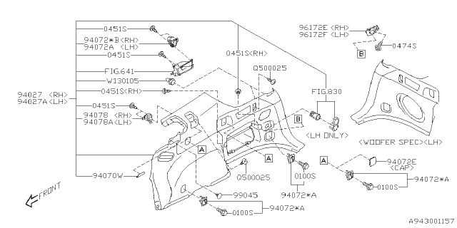 2020 Subaru Outback Trim PNL Ay APRONRH Diagram for 94027AN00AVH