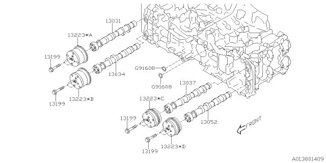 2020 Subaru Outback CAMSHAFT Complete-Exhaust RH Diagram for 13034AB220