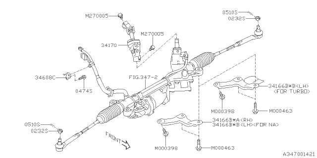 2021 Subaru Legacy Universal Joint Assembly Diagram for 34170AN010
