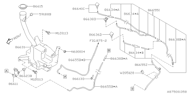 2021 Subaru Outback Front Nozzle Diagram for 86636AN00A