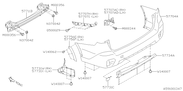 2021 Subaru Legacy Bumper Guard R Nor Diagram for 57734AN10A