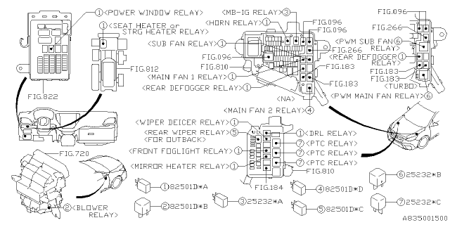 2020 Subaru Outback Relay Assembly 1T Diagram for 82501AG120