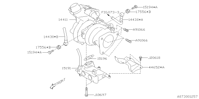 2020 Subaru Outback Pipe Complete Turbo NO2 Diagram for 14430AA290