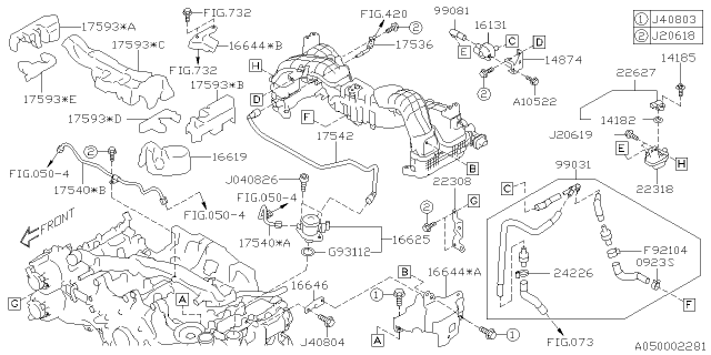 2021 Subaru Legacy Hose Complete Vacuum Diagram for 99081AA470