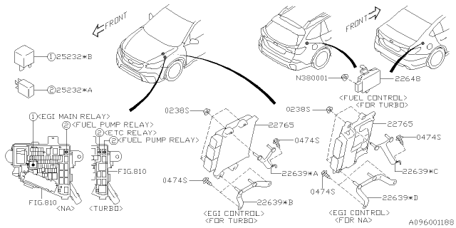 2020 Subaru Outback E.G.I. Engine Control Module Diagram for 22765AN20A