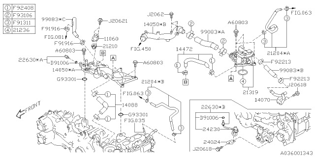 2020 Subaru Legacy Hose Assembly Pre Heater Diagram for 21204AB410