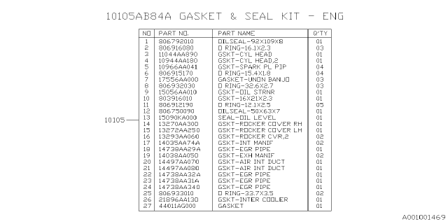 2020 Subaru Legacy Engine Assembly Diagram 5