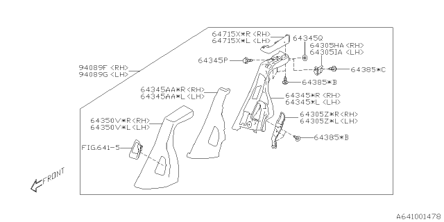 2021 Subaru Outback Pad R Sd Ay OBK Diagram for 64244AN32ASP