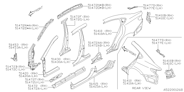 2020 Subaru Legacy Side Panel Diagram 4