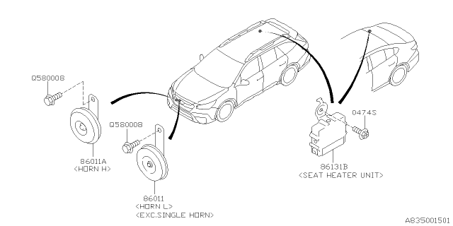 2021 Subaru Legacy Unit Assembly Rr St HTR Diagram for 86131AN00A