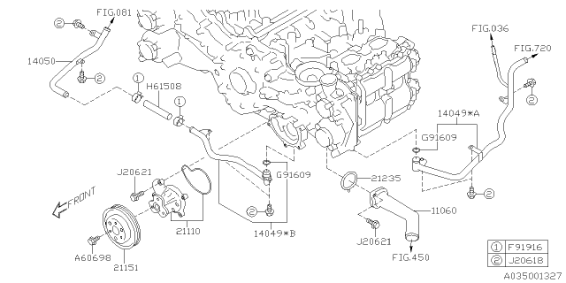 2020 Subaru Legacy Pipe Complete-Water Diagram for 14050AB280