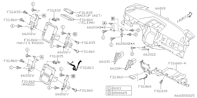 2020 Subaru Legacy BRKT Radio RH Diagram for 66201AN02A