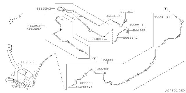2020 Subaru Outback Hose R CMR Nozzle Diagram for 86655AN24A