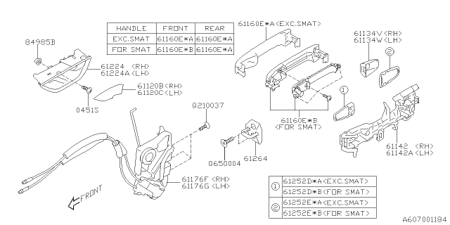 2020 Subaru Outback Cover Handle Out Door Fd Diagram for 61134AL04AG6