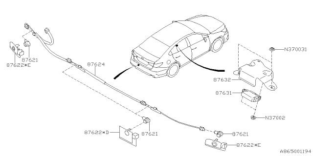 2020 Subaru Outback Snr HLDR Assembly Ctr Diagram for 87622AN00A
