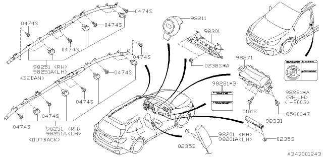 2020 Subaru Outback Air B Mod Assembly K Diagram for 98301AN00AVH