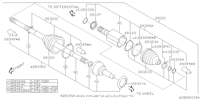 2021 Subaru Legacy Front Drive Shaft Assembly Diagram for 28321AN010