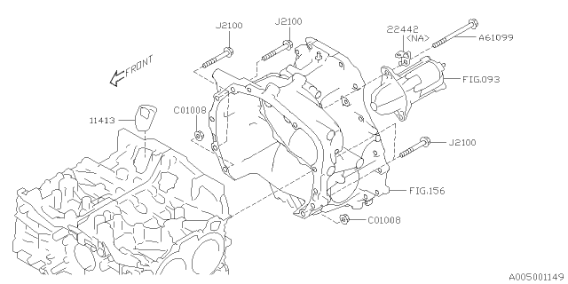 2021 Subaru Legacy Timing Hole Plug & Transmission Bolt Diagram