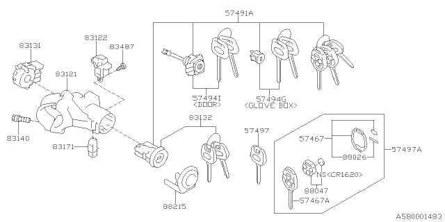 2021 Subaru Outback Key Kit Diagram for 57410AN00B