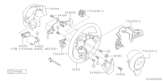 2020 Subaru Legacy Steering Wheel Heater Diagram for 34312XC00BVH