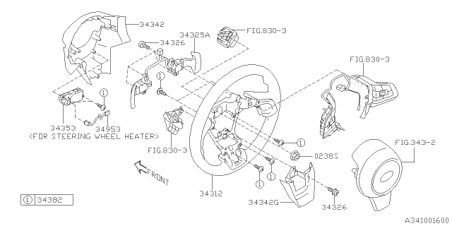 2020 Subaru Legacy Steering Wheel Leather Diagram for 34312FL04CVH