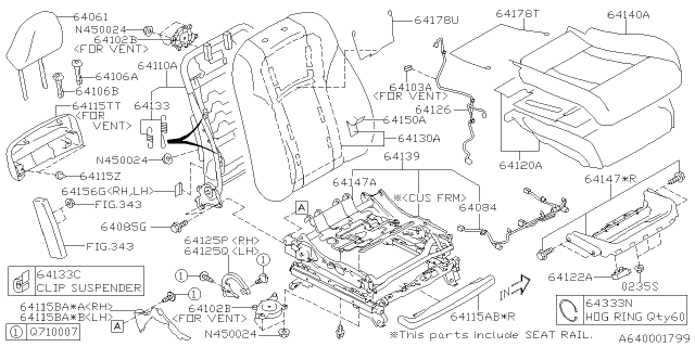 2021 Subaru Legacy Cushion Ay OCPANTRH Diagram for 64139AN02A