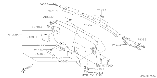 2021 Subaru Outback Trim PNL Assembly R G Diagram for 94320AN01AVH