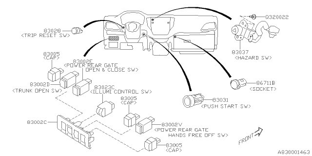 2020 Subaru Legacy Switch INPANE Ill Diagram for 83002AN000