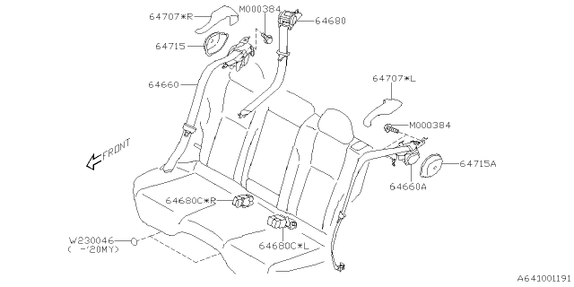 2020 Subaru Outback Ctr Belt Assembly R Uc Diagram for 64681AN02AVH