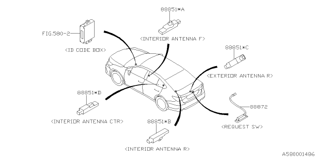 2020 Subaru Legacy Ant Int Ay Diagram for 88851AN00A