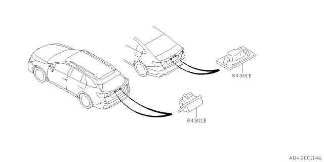 2021 Subaru Outback Lamp - License Diagram