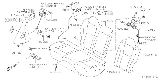 2021 Subaru Outback Hook Rear Cushion Diagram for 64333FJ000