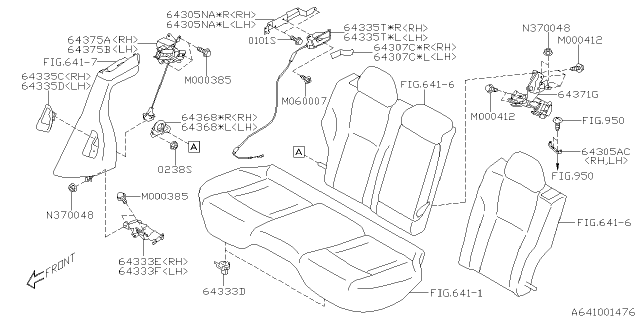 2021 Subaru Outback STRIKER B Adj RH Diagram for 64375AN02A