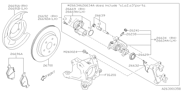 2021 Subaru Outback Brake Disc Rear Diagram for 26700AL03A